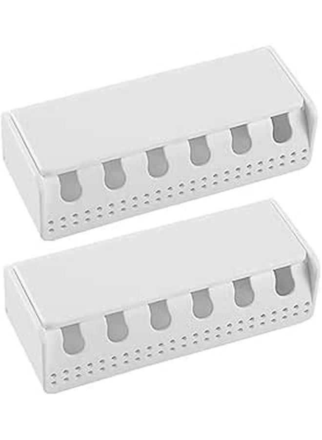 2Pcs Wall Mounted Toothbrush Holder Modern Design Easy Install ABS Shower Rack White - Image 1