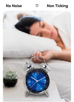 LEOKOR Loud Alarm Clock For Heavy Sleepers Silent Non-Ticking Retro Quartz Alarm Clock with Backlight Blue  - Image 3