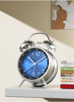 LEOKOR Loud Alarm Clock For Heavy Sleepers Silent Non-Ticking Retro Quartz Alarm Clock with Backlight Blue  - Image 2