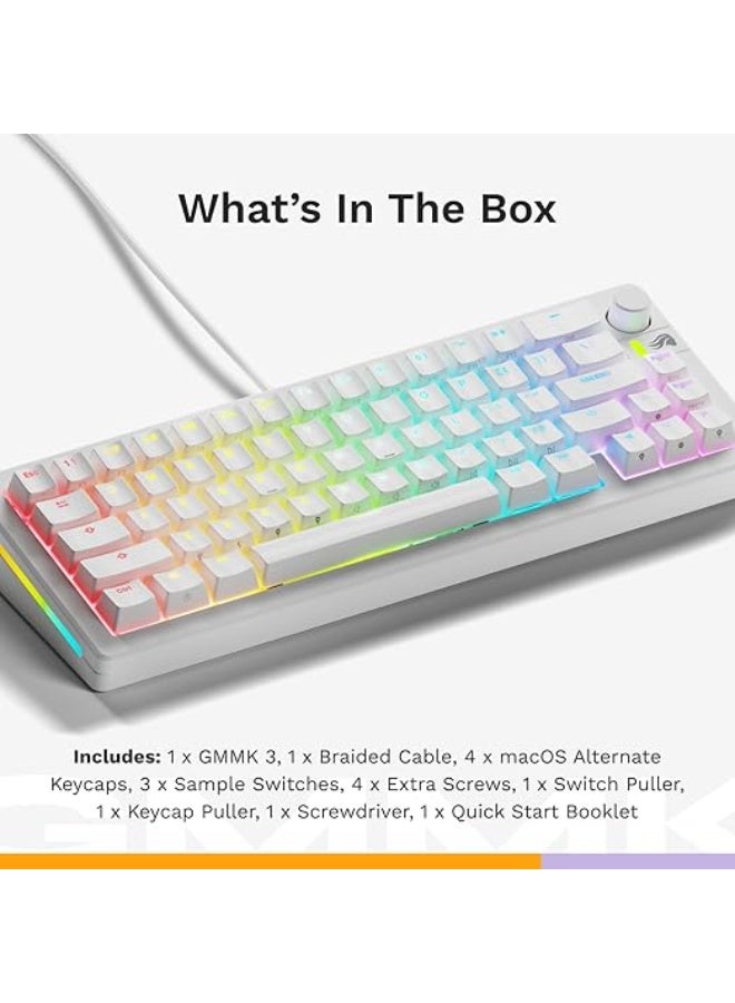 Glorious KEYBOARD GLORIOUS GMMK3 65% PREBUILT WIRED MECHANICAL WHITE GMMK3-65-PB-FOX-W-WHT-US - Image 4