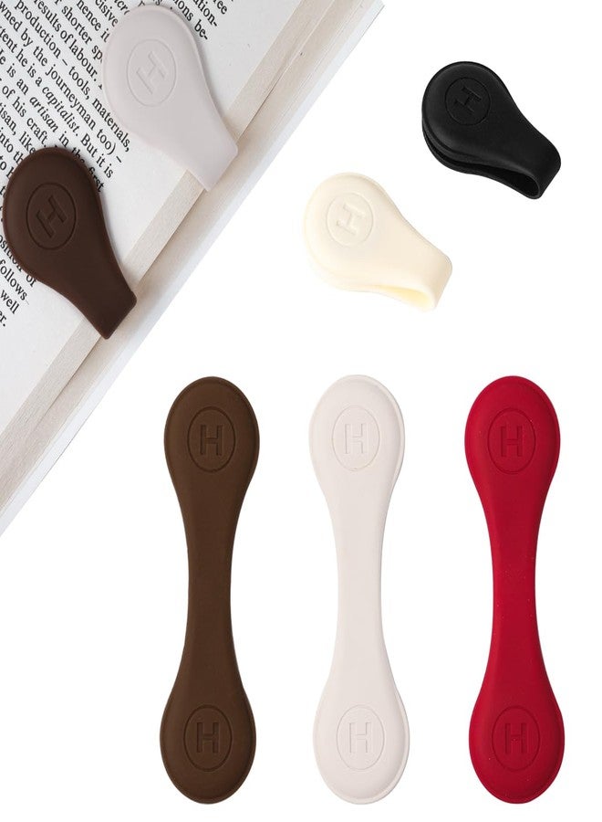 baskiss 5 Pack Silicone Magnetic Bookmarks for Bookmarks Handmade Page Markers Double-Sided Magnetic Book Marker Clip for Women Students Teachers Book Lovers Reading Supplies (5 Colors (5 Pack)) - Image 1