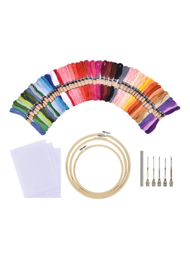 Beauenty 50-Colours Thread Hoops Diy Sewing Kit Red/Yellow/Green - Image 4