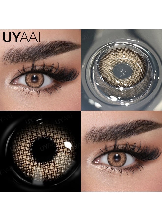 يواي عدسات لاصقة ملونة بنية ماركة UYAAI قطر 14.00 مم قابلة للاستخدام لمدة سنة للارتداء اليومي - Image 3