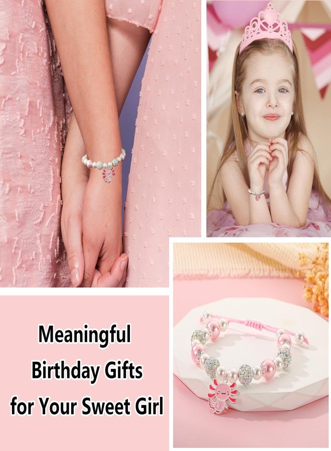 VULETO 4 Year Old Girl Birthday Gifts, Adjustable Kawaii Axolotl Charm Bracelet Stuff 4th Birthday Gifts Ideas Decorations Christmas Jewelry Gifts for Daughter Niece Granddaughter Sister Kids - Image 3