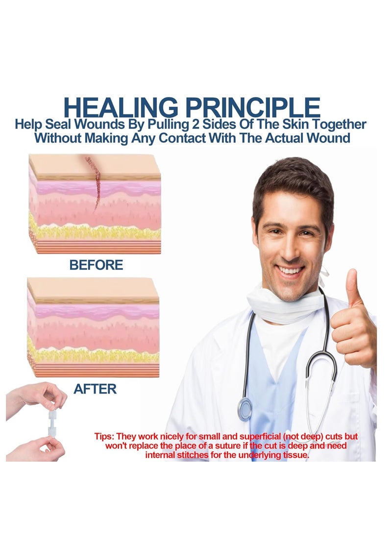 Wound Closure Strips, Emergency Laceration Closure Kit to Repair Individual Combine Wounds Without Stitches, Butterfly Bandages for Wound Closure to Close, Cover Wounds 3 Pcs - Image 4