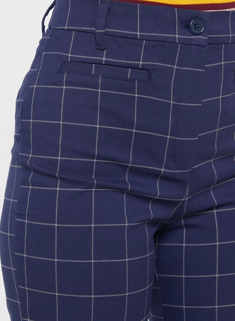 MONKI Checked High Waist Pants