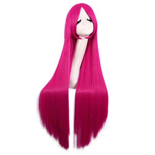 MapofBeauty 40 Inch/100 cm Anime Costume Long Straight Cosplay Party Synthetic Wig (Hot Pink) - Image 1