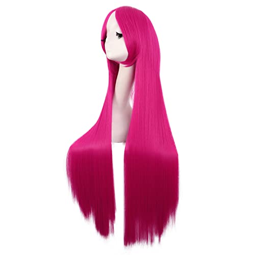 MapofBeauty 40 Inch/100 cm Anime Costume Long Straight Cosplay Party Synthetic Wig (Hot Pink) - Image 3