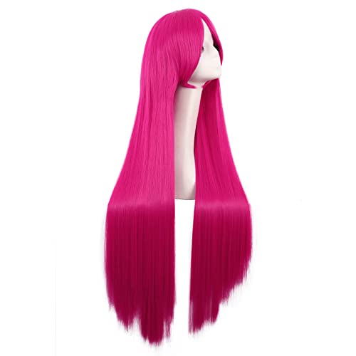 MapofBeauty 40 Inch/100 cm Anime Costume Long Straight Cosplay Party Synthetic Wig (Hot Pink) - Image 2