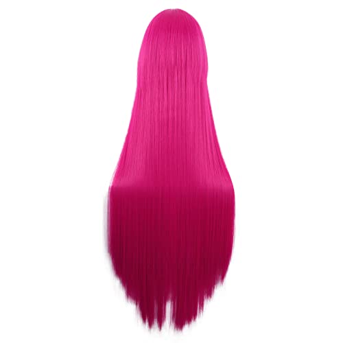 MapofBeauty 40 Inch/100 cm Anime Costume Long Straight Cosplay Party Synthetic Wig (Hot Pink) - Image 4
