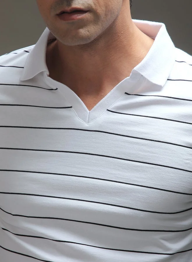 ديلينجر تيشيرت بولو مخطط بياقة مفتوحة وقصة عادية للرجال