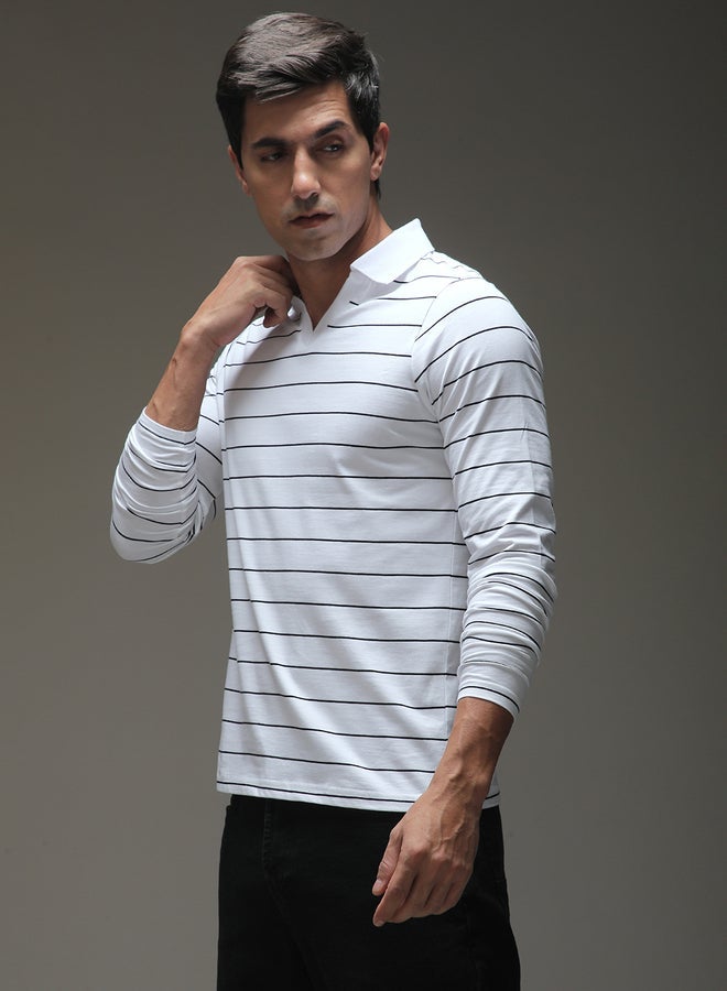 Dillinger Men Striped Open Collar Regular Fit Polo - Image 1