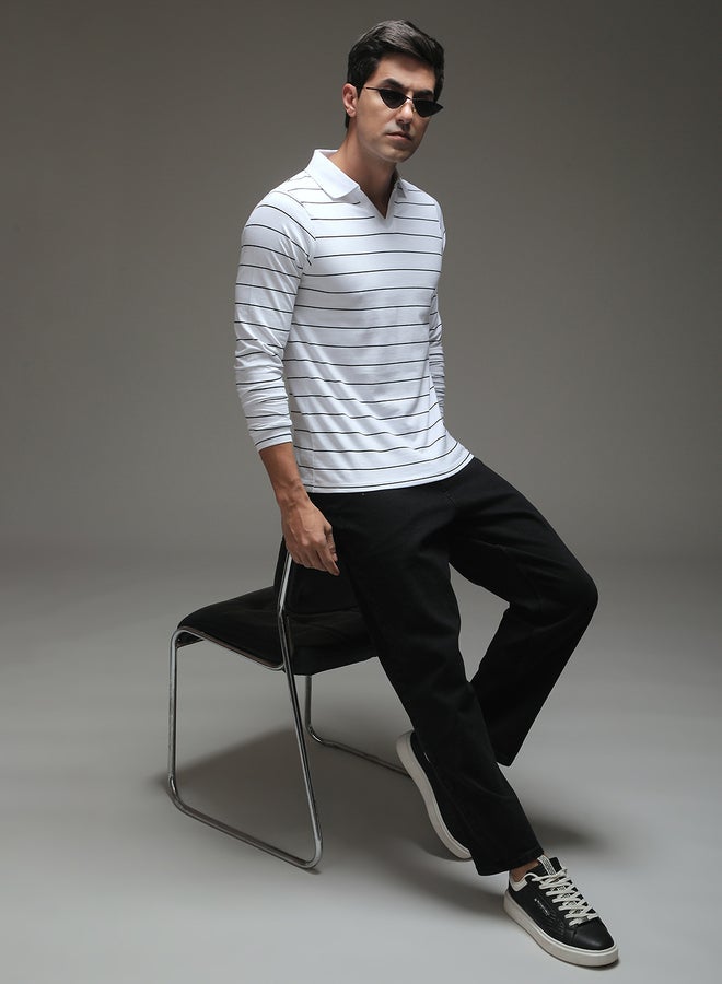 Dillinger Men Striped Open Collar Regular Fit Polo - Image 5