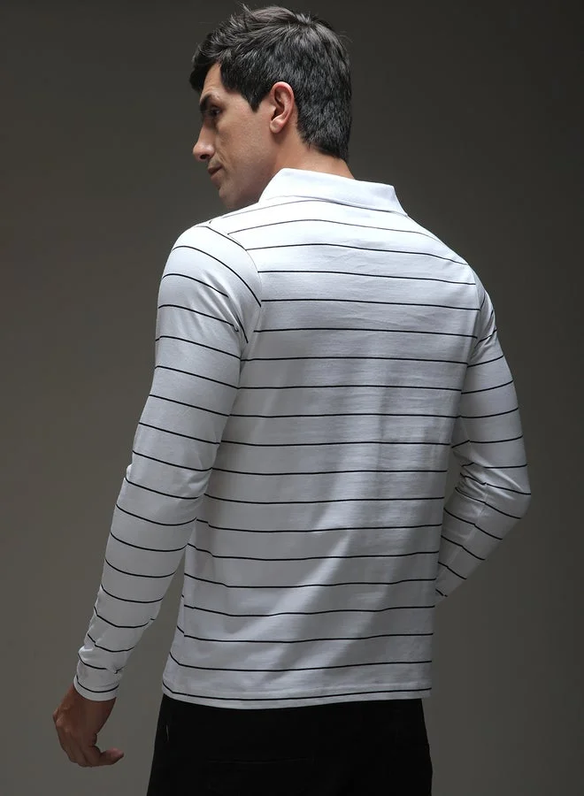 Dillinger Men Striped Open Collar Regular Fit Polo