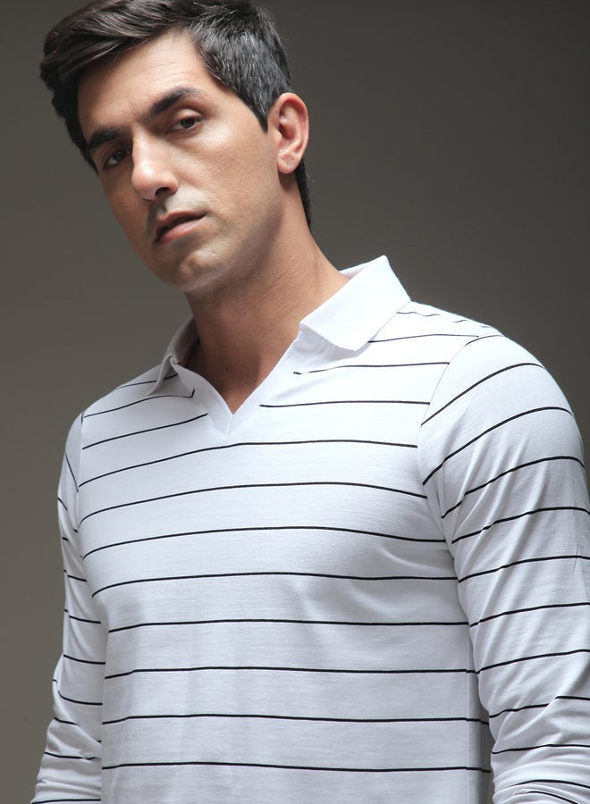 Dillinger Men Striped Open Collar Regular Fit Polo - Image 3