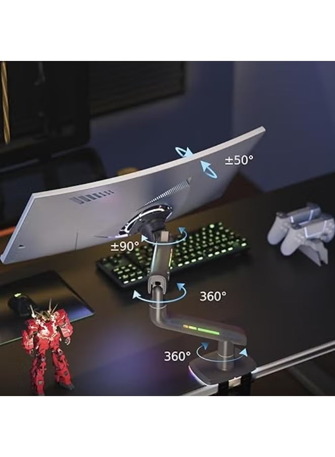 NB Gaming Monitor Arm – Heavy Duty Stand for Screens up to 60 Inches, Holds 44 lbs (20 kg), VESA 75/100, RGB Light, Height & Angle Adjustable, Aluminum Ultrawide Mount - Image 5