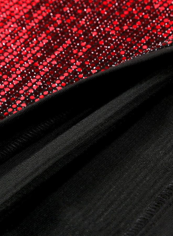 ZEROYAA Men's 70s Sequin Tank Top Shiny Disco Metallic Sleeveless Shirt, Red, L - Image 5