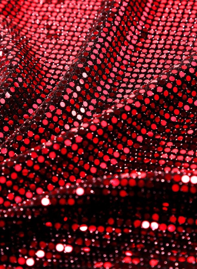 ZEROYAA Men's 70s Sequin Tank Top Shiny Disco Metallic Sleeveless Shirt, Red, L - Image 4