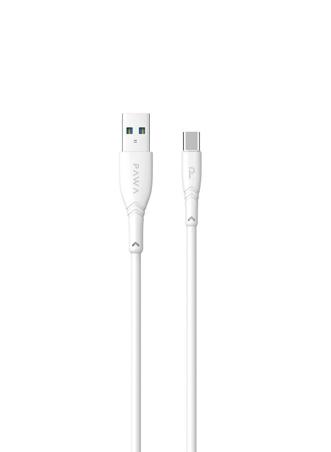باوا كابل بيانات من نوع PVC 3A وشحن سريع من النوع C بطول 1.2 متر/- أبيض - Image 1