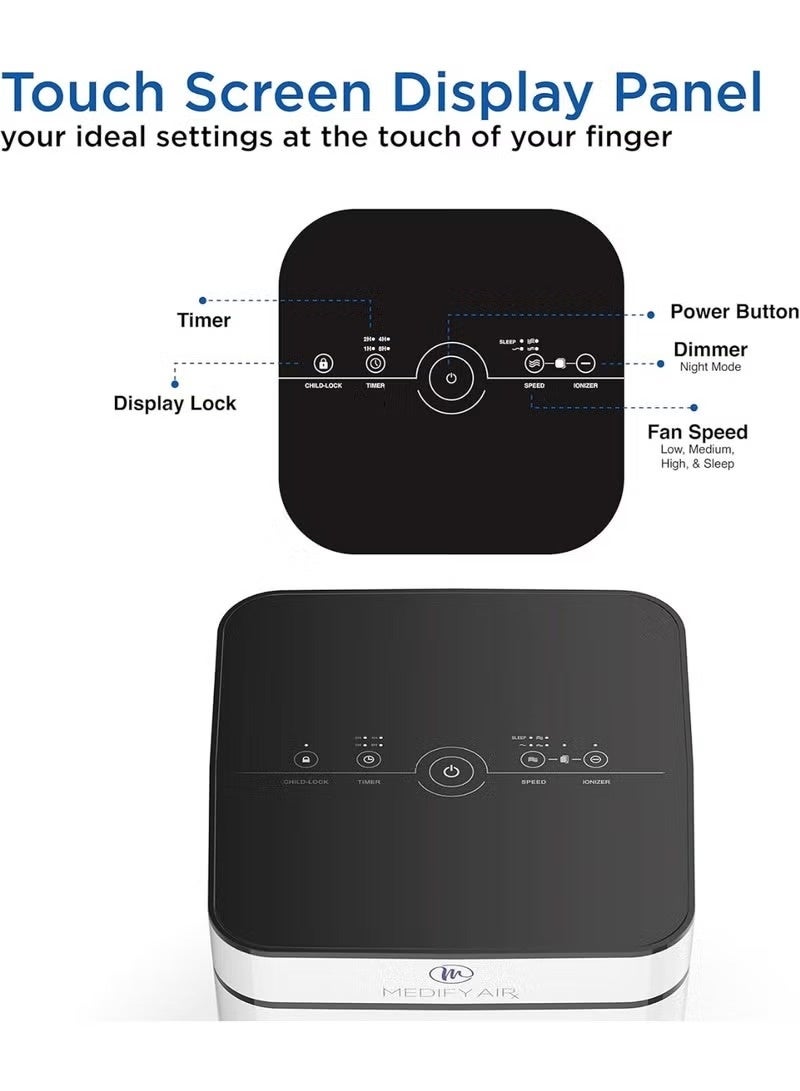 Medify Air MA-40-UV Air Purifier with True HEPA H13 Filter & UV Light, 78 sq. m Coverage, Black - Image 2