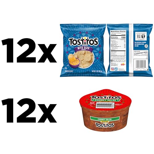 Frito Lay Tostitos Bitesize Rounds Chips and Salsa Dip Cups Variety Pack, (Pack of 24) - Image 2