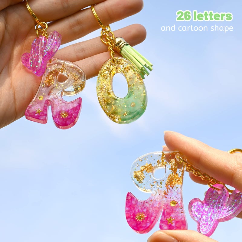Actvty Alphabet Keychain Molds with Hole, Reversed Alphabet Silicone Molds for Epoxy, Letter Resin Molds for Keychain Jewelry Pendant Making - Image 4