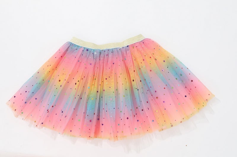 New Tulle Princess Dress Kids Tutu Star Rainbow Skirt Pink - Image 4