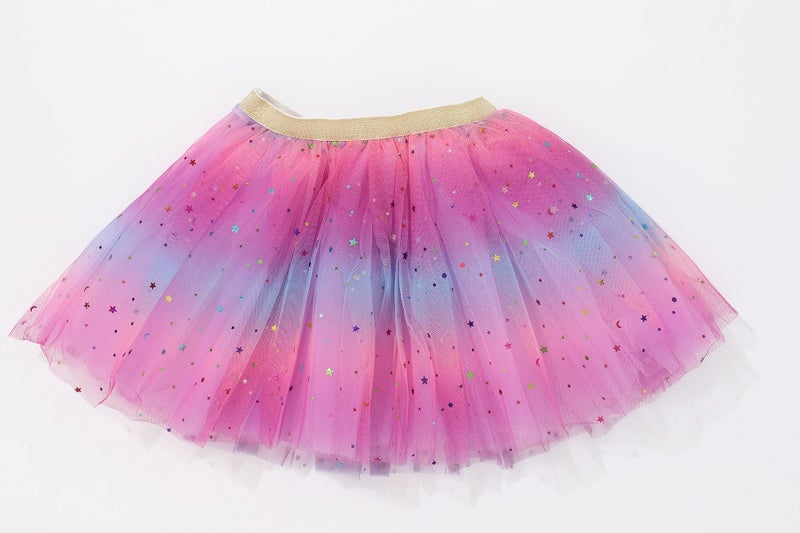 New Tulle Princess Dress Kids Tutu Star Rainbow Skirt Pink - Image 3