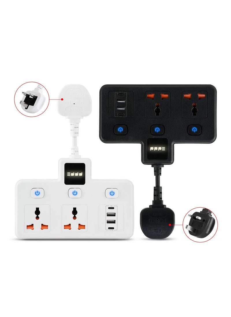 Generic - Power Socket Power Strip with TYPE-C PD 20W + USB QC 3.0 Fast Charging Power Extension 4 Ports, Universal / 2-Way Power Strip / 2m Extension Cable White - Image 1