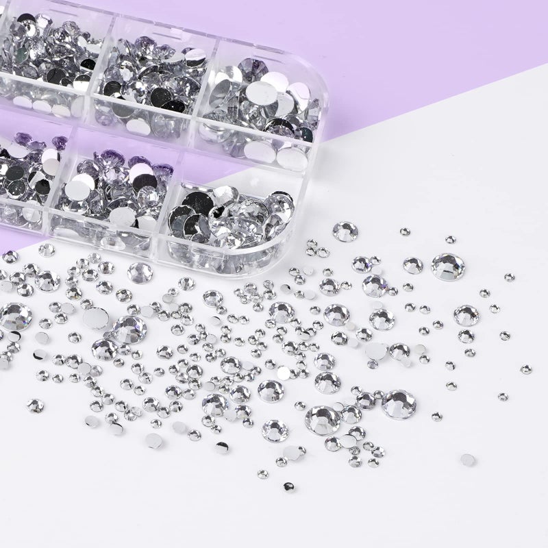 Canvalite 1500PCS Rhinestones Flat Back Gems, Nail Rhinestones Nail Art Gems with Pick Up Tweezers and Rhinestone Picker Dotting Pen, Nail Art Tools for Nails, Clothes, Face, Craft - Image 3