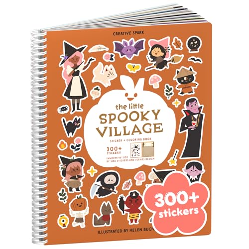 CUPKIN Spooky Village Halloween 300 Sticker Book by Cupkin Toddler Travel Activity Coloring Sticker Book Road Trip Essentials 8 Coloring Pages Side by Side Scenes for Ages 28 Years - Image 1
