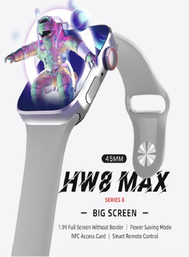 AROAQ HW8 Max Smart Watch – 1.99" Full Touch HD Screen, Bluetooth 5.2 Fitness Smartwatch with Wireless Charging, IP67 Waterproof Sports Watch for Men & Women – 420×480 TFT Display - Image 2