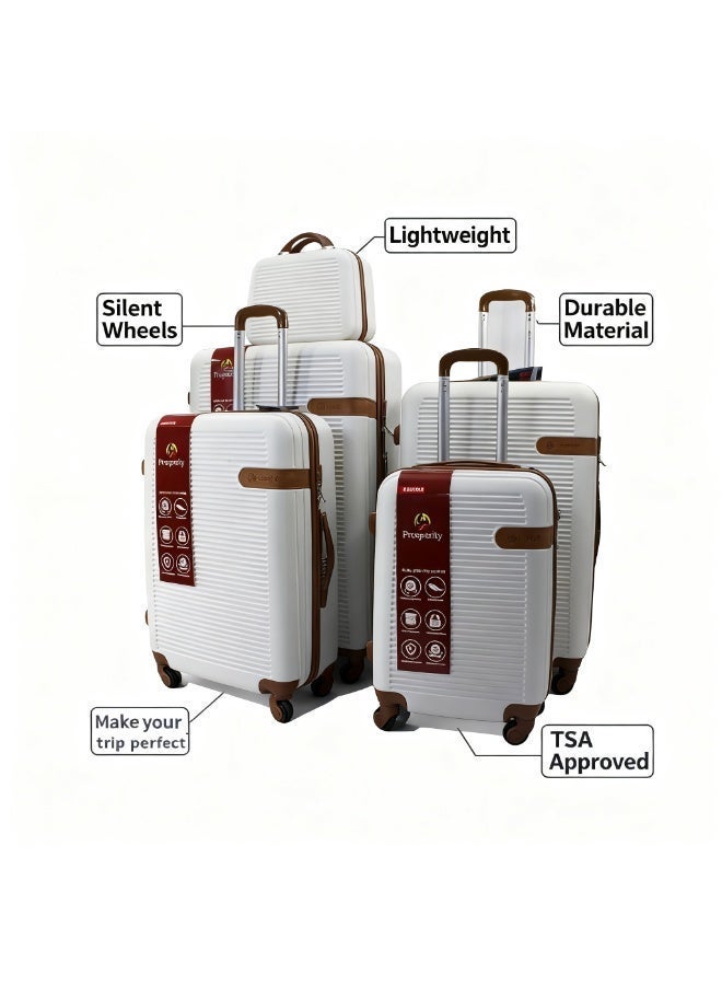 Prosperity 【Ultimate Family Set】Prosperity 5-Piece Luggage Set, Silent 4-Wheels, PC+ABS Hardshell, TSA Lock, 14/20/24/28/32 Inch, Suitcase Set - Image 3