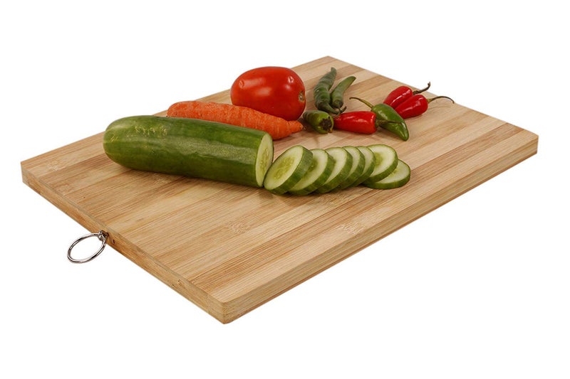 ARQUIN Thick Wooden Bamboo Kitchen Chopping Cutting Slicing Board with Holder for Fruits Vegetables Meat 33x 24 cm - Image 1