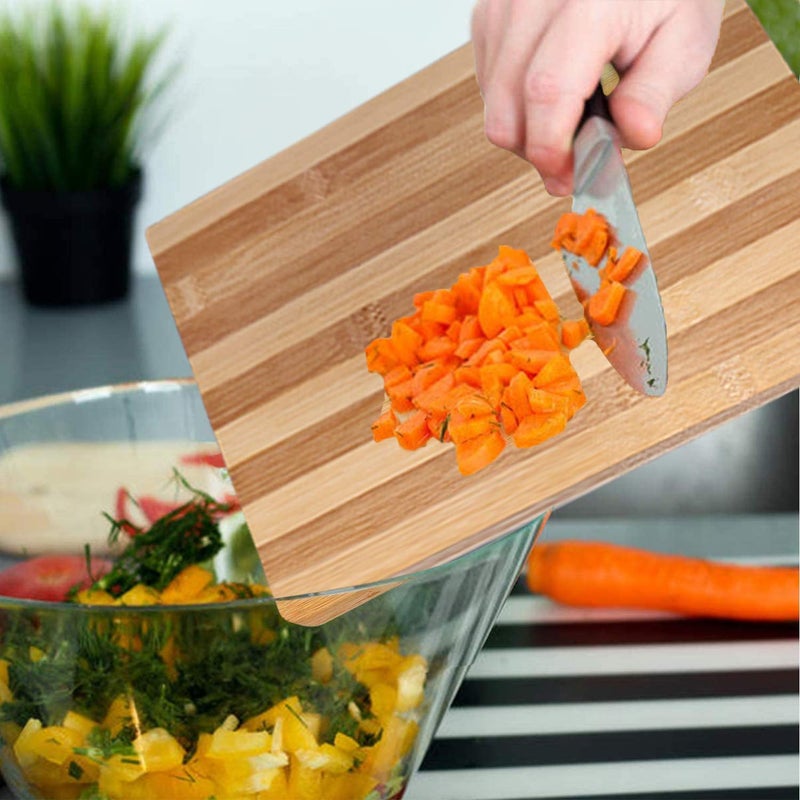 ARQUIN Thick Wooden Bamboo Kitchen Chopping Cutting Slicing Board with Holder for Fruits Vegetables Meat 33x 24 cm - Image 4