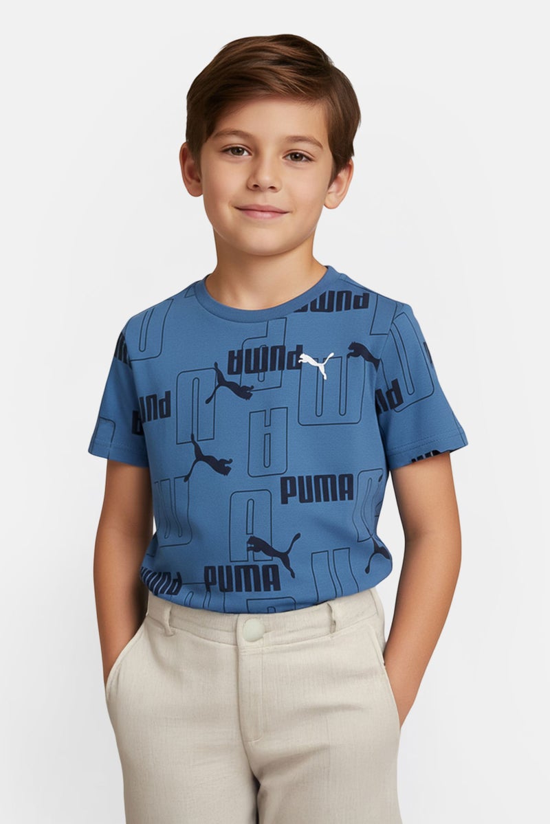 PUMA Kids Boy Allover Print Short Sleeve Outdoor Top, Multicolor - Image 1