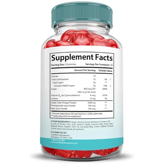Justified Laboratories Keto Genesis Keto ACV Gummies Extreme 2000MG Keto Genesis Keto Gummies Advanced Formula Apple Cider Vinegar with Pomegranate Beet Juice Powder B12 Vegan Non GMO 60 Gummys - Image 2