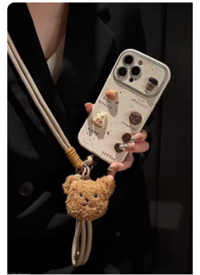 Generic - Splash Ink Three-dimensional Coffee Bear For 16ProMax For Iphone15 For Iphone 14 Mobile Phone Case 13 Hand Rope 11-Color:Windows Leather-splash Ink Three-dimensional Coffee Bear Bear Bear Hand Rope Diagonal Rope Han-Applicable Model:For Huawei Mate60 - Image 1