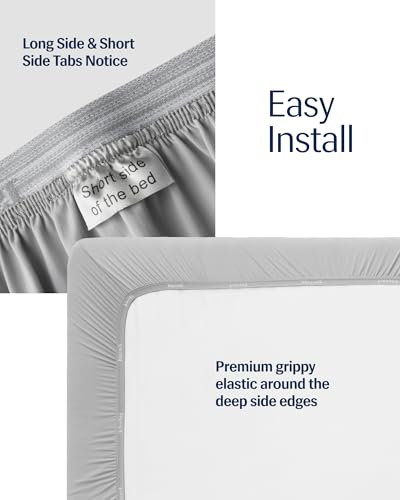 REST® Evercool®+ Fitted Sheet, Queen Size, Light Gray, 15" Deep (up to 18’’), Breathable Bedding for Hot Sleeper and Night Sweats, Bed Sheet with Ionic+ Self-Cleaning Silver Yarn for Sensitive Skin - Image 3