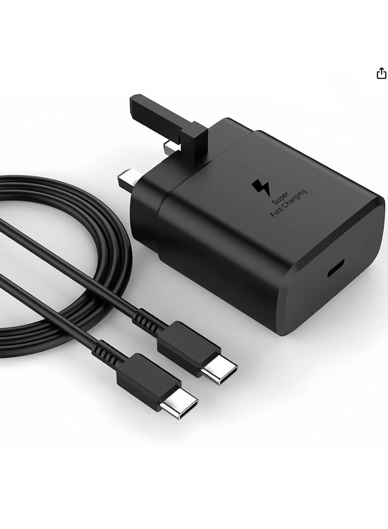 Adando 45W PD Fast Charger Universal Adapter for Samsung Galaxy S20 S21 S22 S23 Note20, and 1m Type C Charging Cable,  Fast and Safe, Compatible with Mobile Phone/Tablet (Black) - Image 1