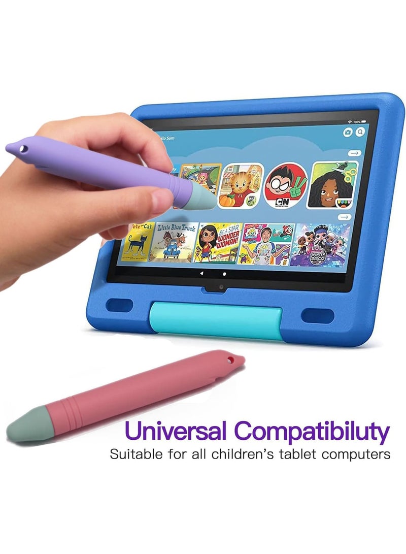 Barakah Kids Stylus Pens for Touch Screens, Anti Rolling Tablet Stylus with Tethers Compatible with iPad Android and All Touch Devices, 2 Pack Durable Lightweight Drawing Writing Tool for Children Students - Image 2