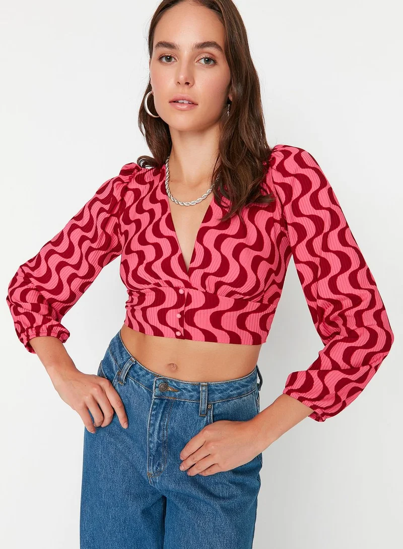 trendyol V-Neck Knitted Crop Top