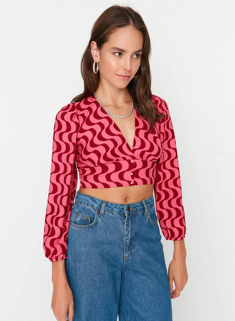 trendyol V-Neck Knitted Crop Top