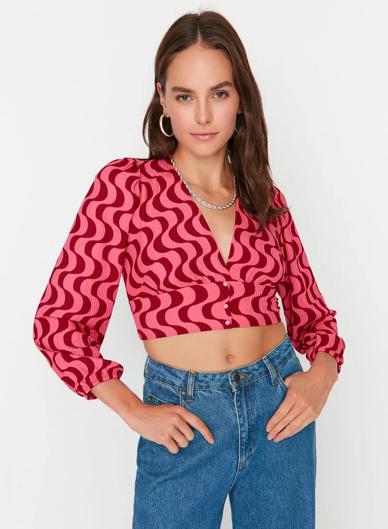 trendyol V-Neck Knitted Crop Top
