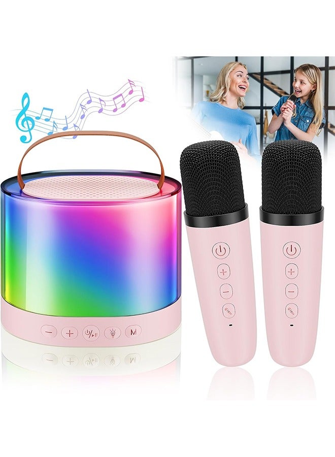 Mini Karaoke Machine - Bluetooth Portable Karaoke with 2 Wireless Microphones, Karaoke Machine for Kids Adults with Bass Dazzling Lights, Gift Choice for Birthday Holiday Home Party Choice - Image 1