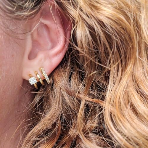 Obidos 14K Gold Plated Illusion Stud Earrings | Gold Hoop Earrings for Women - Image 3