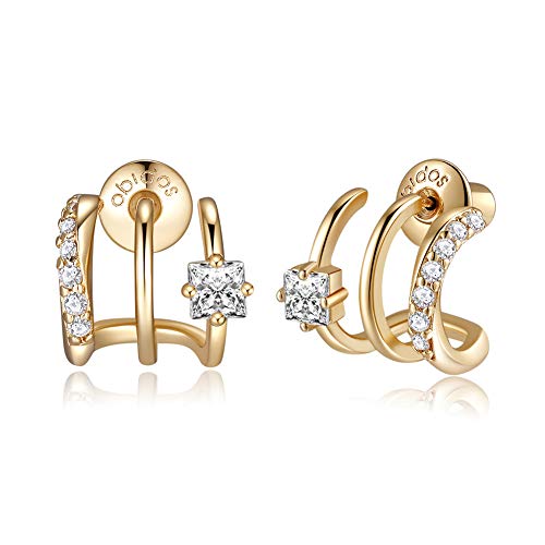Obidos 14K Gold Plated Illusion Stud Earrings | Gold Hoop Earrings for Women - Image 1
