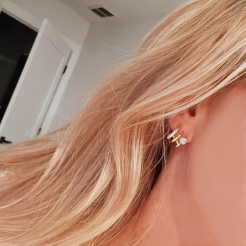 Obidos 14K Gold Plated Illusion Stud Earrings | Gold Hoop Earrings for Women - Image 4