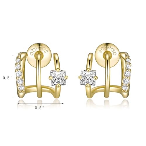 Obidos 14K Gold Plated Illusion Stud Earrings | Gold Hoop Earrings for Women - Image 5