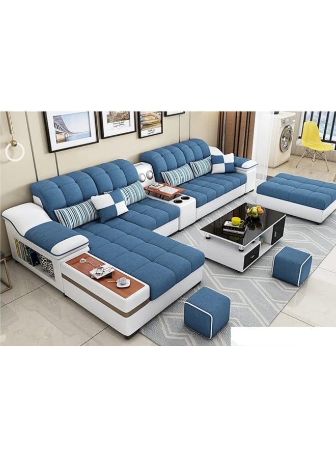 L-Shaped Modern Sectional Sofa Set - Black and White Center Table Not Included - Image 1